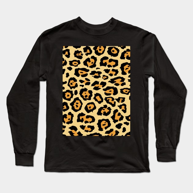 1980s safari animal yellow brown cheetah leopard print Long Sleeve T-Shirt by Tina